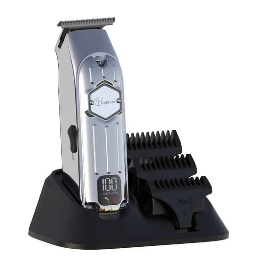 Silver Cordless Beard Trimmer & Haircut Kit - T-Blade Hair Clippers for Men