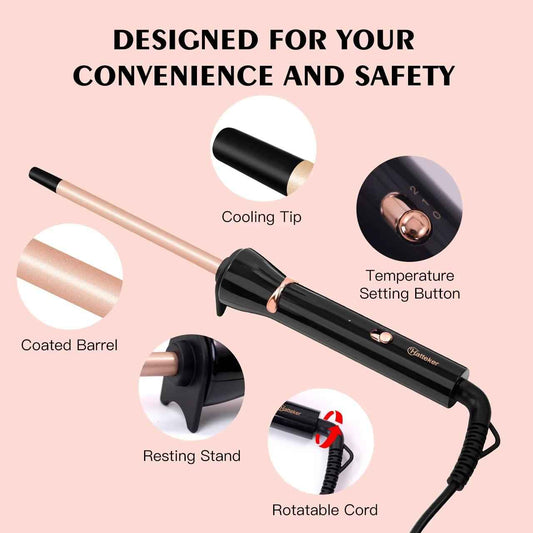 Hatteker Negative Ion 9mm Curling Iron & Hair Roller Styling Tool