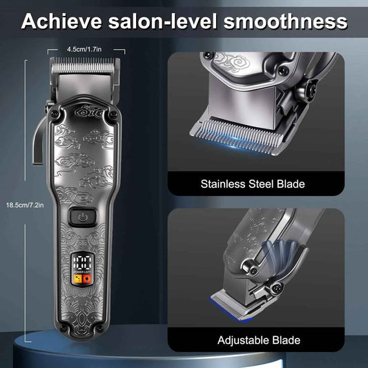 Professional Hair Clipper for Hatteker – Cordless Barber Trimmer Set Waterproof Grooming Kit