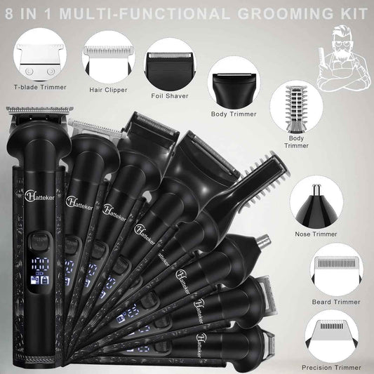 Hatteker 8-in-1 Grooming Kit – Hair Clipper Beard Trimmer Zero Gap T Blade Waterproof