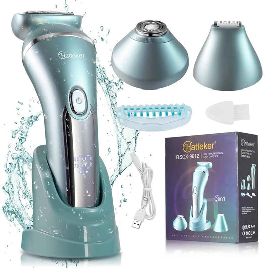 3-in-1 Lady Shaver - USB Rechargeable Electric Epilator for Legs & Arms, Wet & Dry