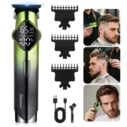 Hatteker HT-6132 Hair Clipper – LCD Digital Display Precision Trimmer USB Rechargeable