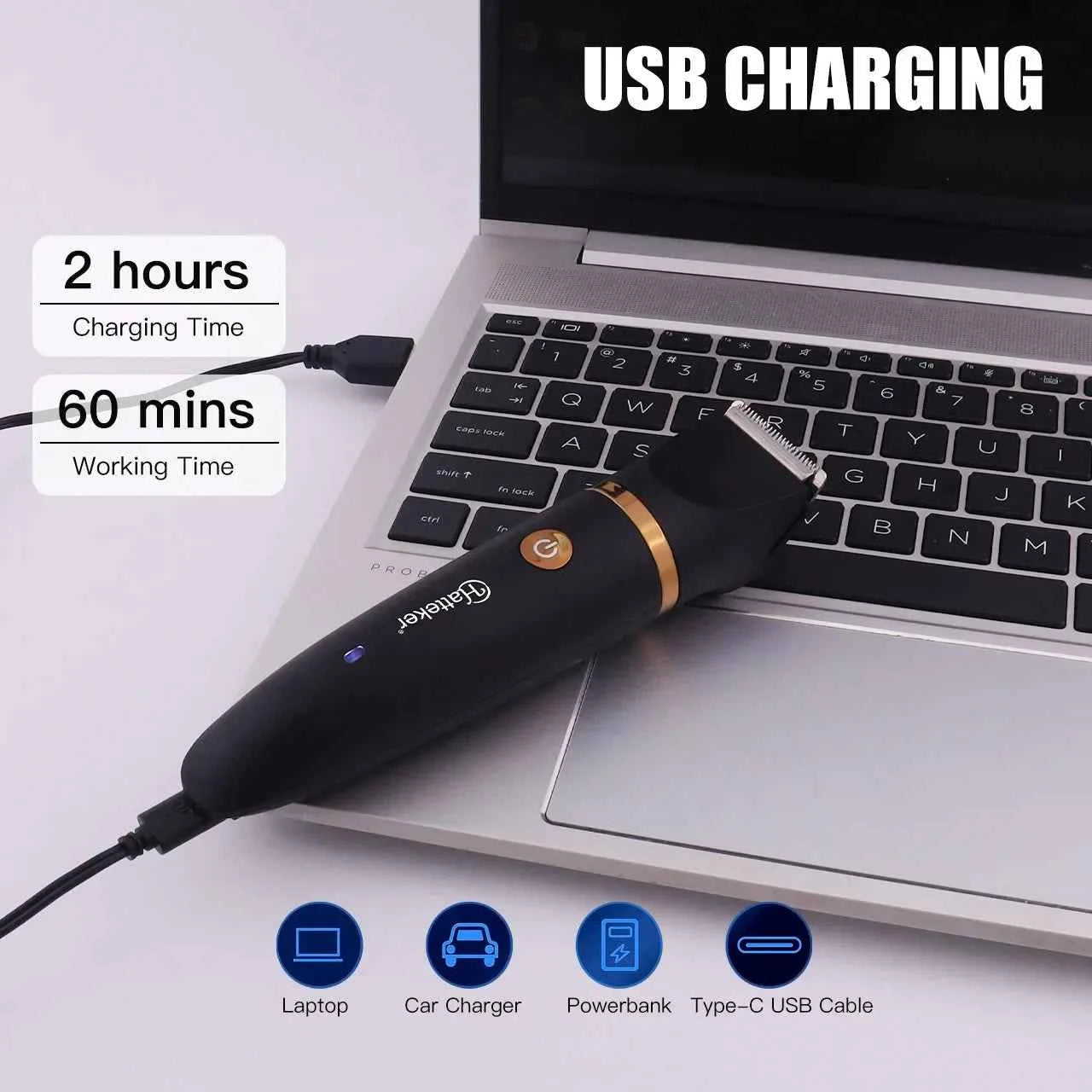 Hatteker Cordless Electric Shaver for Men Waterproof 3 in 1 Trimmer Nose Hair USB Shaver Hair Trimmer