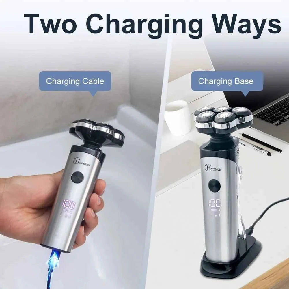 HATTEKER Electric Shaver For Men Electr Shaver 5 Head Razor Waterproof Shaving Machine Rechargeable Beard Trimmer For Man