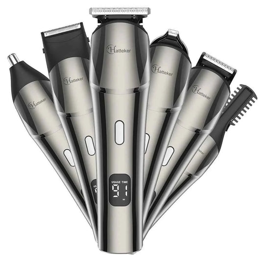 HATTEKER 6 in1 multifunction hair trimmer rechargeable wireless electric baber haircut