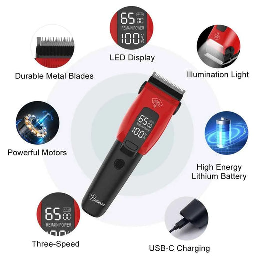 Professional Pet Hair Clipper - Rechargeable Low-Noise Grooming for Dogs & Cats, Ceramic Blade