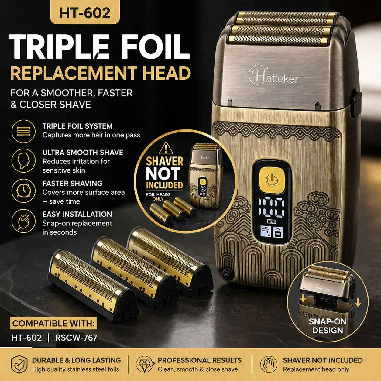 Hatteker HT-602 Triple Foil Replacement Head for Electric Shaver