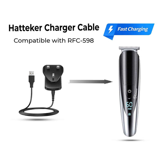 HATTEKER USB And Plug Charger RFC-598 Fast and Reliable Head Charger Compatible for Hatteker Trimmer RFC-598
