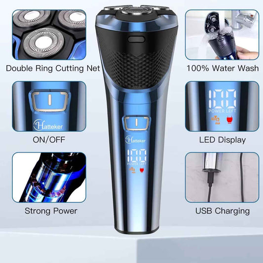 Men's Rotary Waterproof USB Charging Beard Trimmer & Electric Shaver
