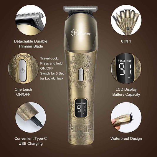 Hatteker Upgraded Beard Trimmer for Men Waterproof Cordless Hair Clipper Electric Razor Shaving Mustache Face Nose Body