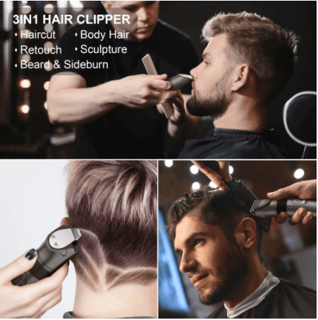 HATTEKER Hair Clipper Professional Waterproof grooming kit 3 in1 USB charging Haircut RFC-69503