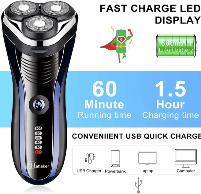 HATTEKER Electric Shaver Razor Beard Trimmer for Men Pop-Trimmer Waterproof