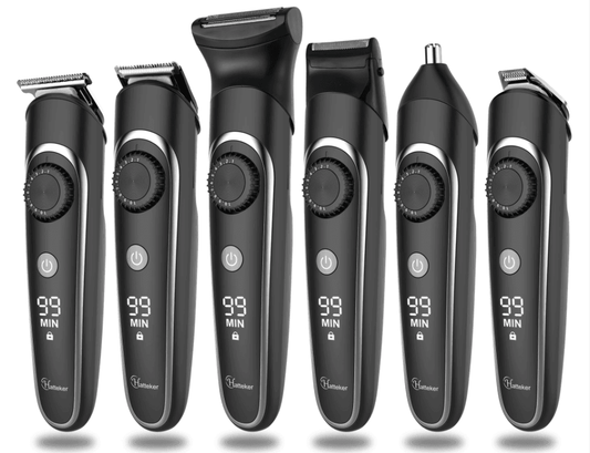HATTEKER 6 in 1 Waterproof Cordless Rechargeable Beard Trimmer Hair Clipper Hair Trimmer Grooming RFC-591605