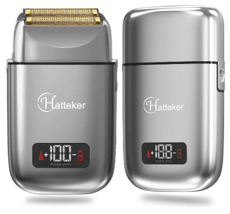HATTEKER Pro Shaver Bald Head Metal Double Foil Titanium Electric Razor Rechargeable