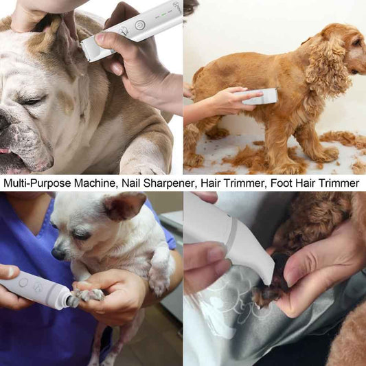 HATTEKER 3 IN 1 Pet Grooming Machine Dog Cat Hair Trimmer USB Rechargeable