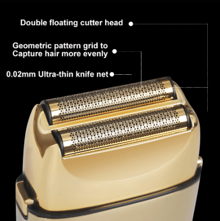 HATTEKER Pro Shaver Bald Head Metal Double Foil Titanium Electric Razor Rechargeable