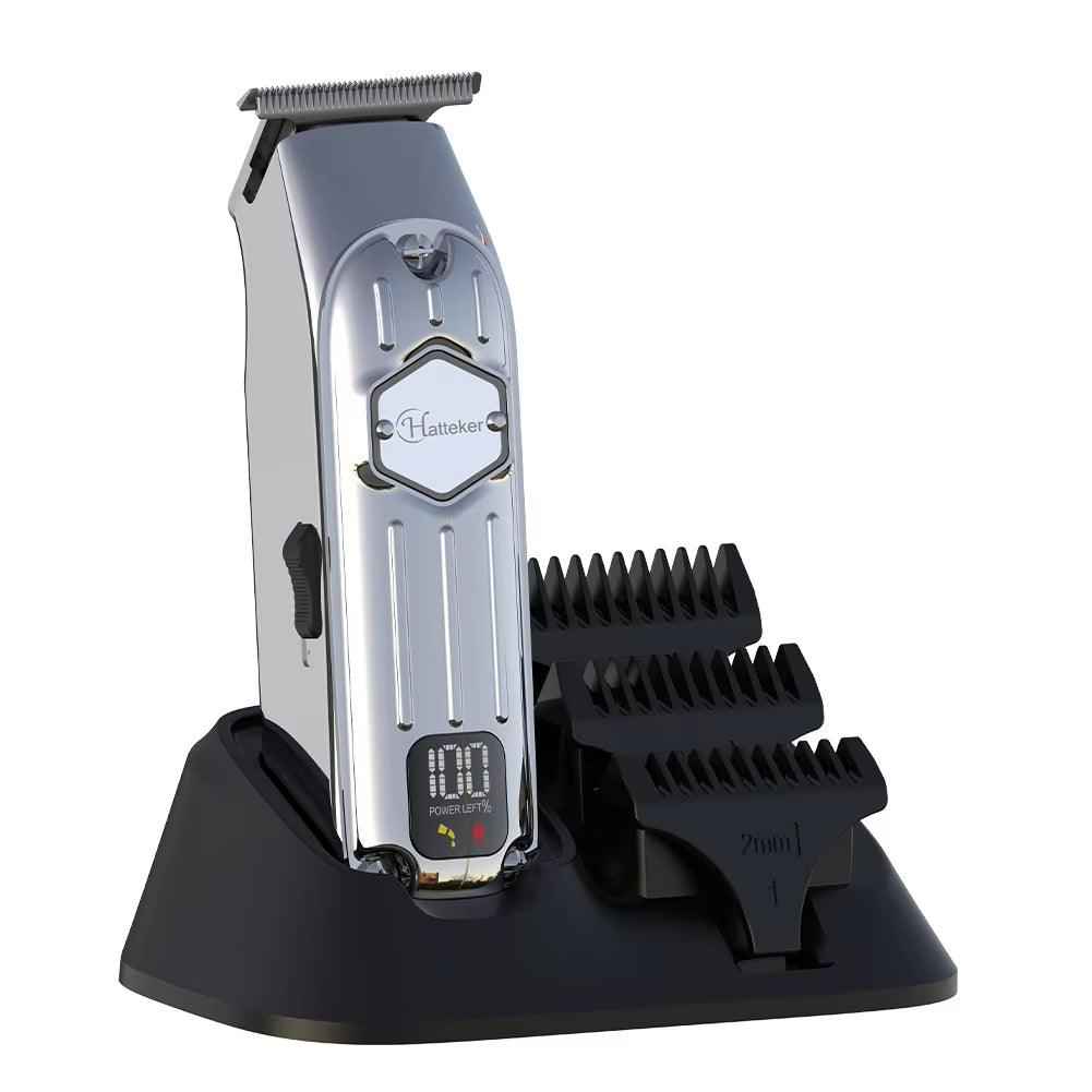 Silver Cordless Beard Trimmer & Haircut Kit - T-Blade Hair Clippers for Men