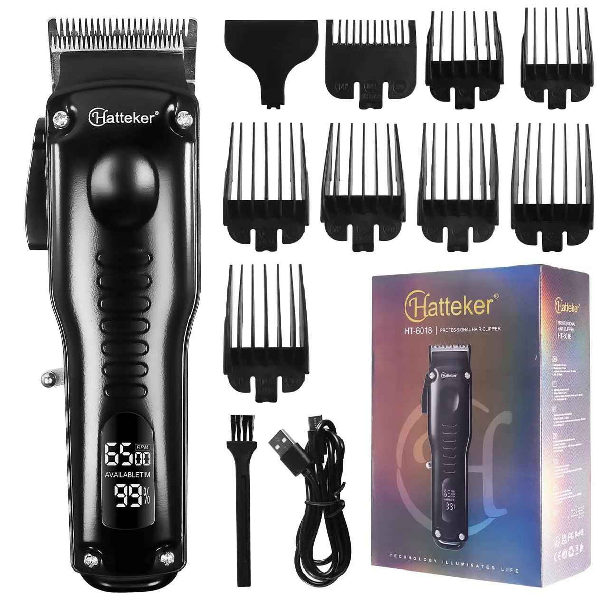 Hatteker  hair clipper Professional LED Hair Clipper and Trimming Set