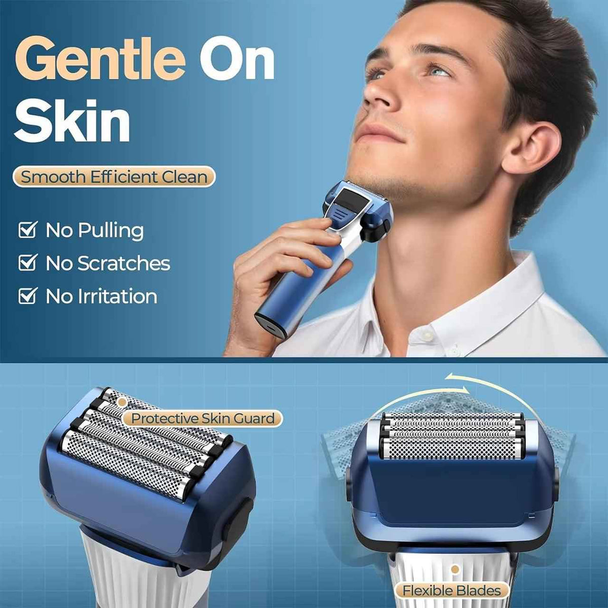 Washable Three-Blade Electric Shaver for Men | LCD Digital Display