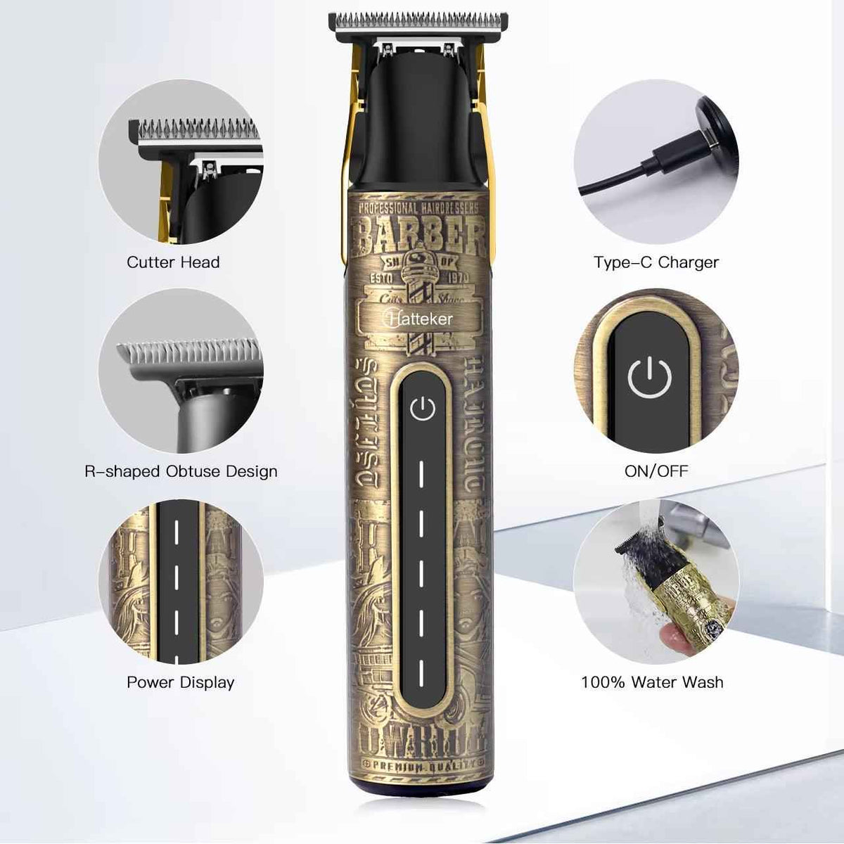 T-Blade Hair Cutting Machine - USB Rechargeable Men's Hair Trimmer & Bald Clippers