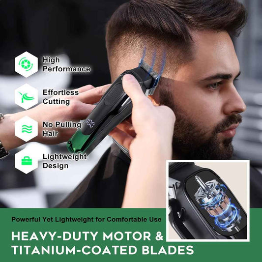 Hatteker Professional Barber Hair Clippers Set – Cordless Precision Fade Kit with Zero Gap T-Blade & LCD Display