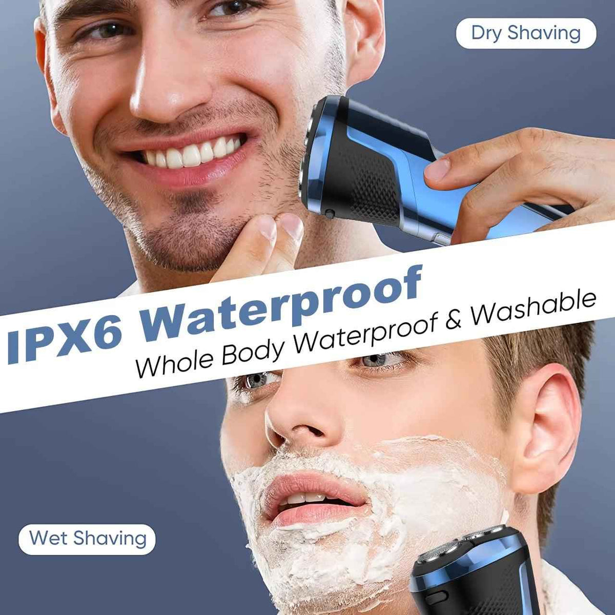 Men's Rotary Waterproof USB Charging Beard Trimmer & Electric Shaver