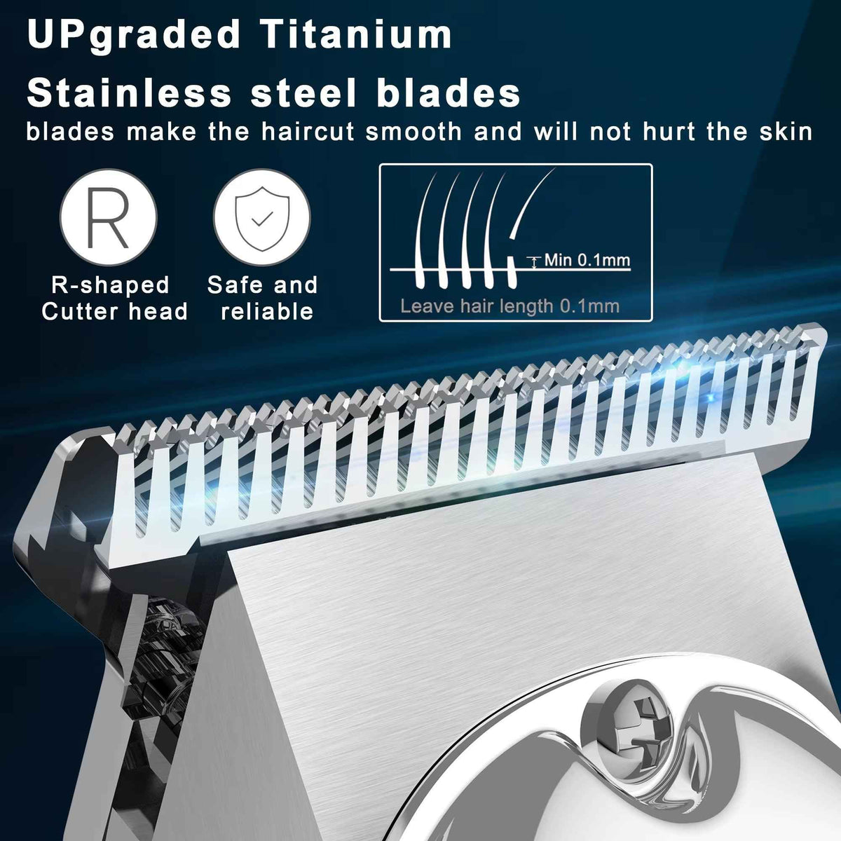 Silver Cordless Beard Trimmer & Haircut Kit - T-Blade Hair Clippers for Men