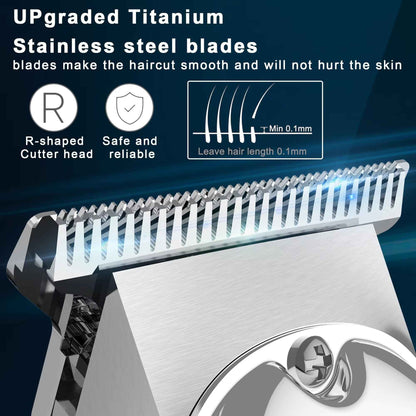 Silver Cordless Beard Trimmer & Haircut Kit - T-Blade Hair Clippers for Men