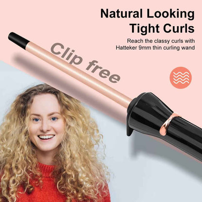 Hatteker Negative Ion 9mm Curling Iron & Hair Roller Styling Tool