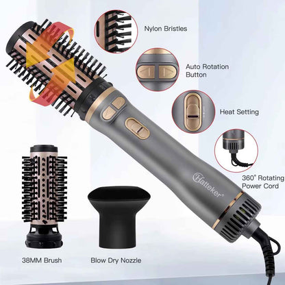 Hatteker 3-in-1 Air Hair Styler - Curler, Hair Dryer Brush & Hot Comb