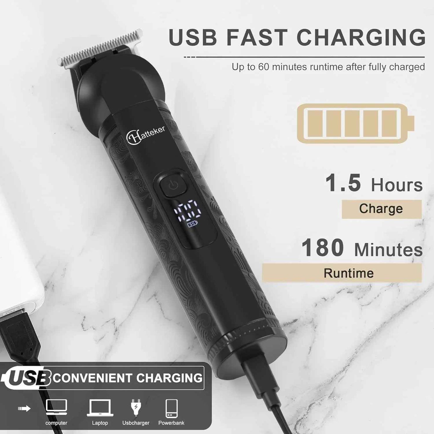 Hatteker 8-in-1 Grooming Kit – Hair Clipper Beard Trimmer Zero Gap T Blade Waterproof
