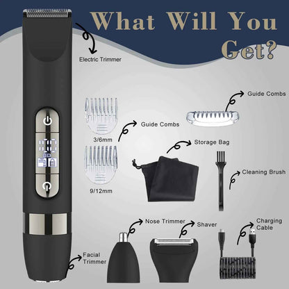 4-Blade Electric Foil Shaver – Waterproof Cordless Razor with Precision Trimmer & LED Display
