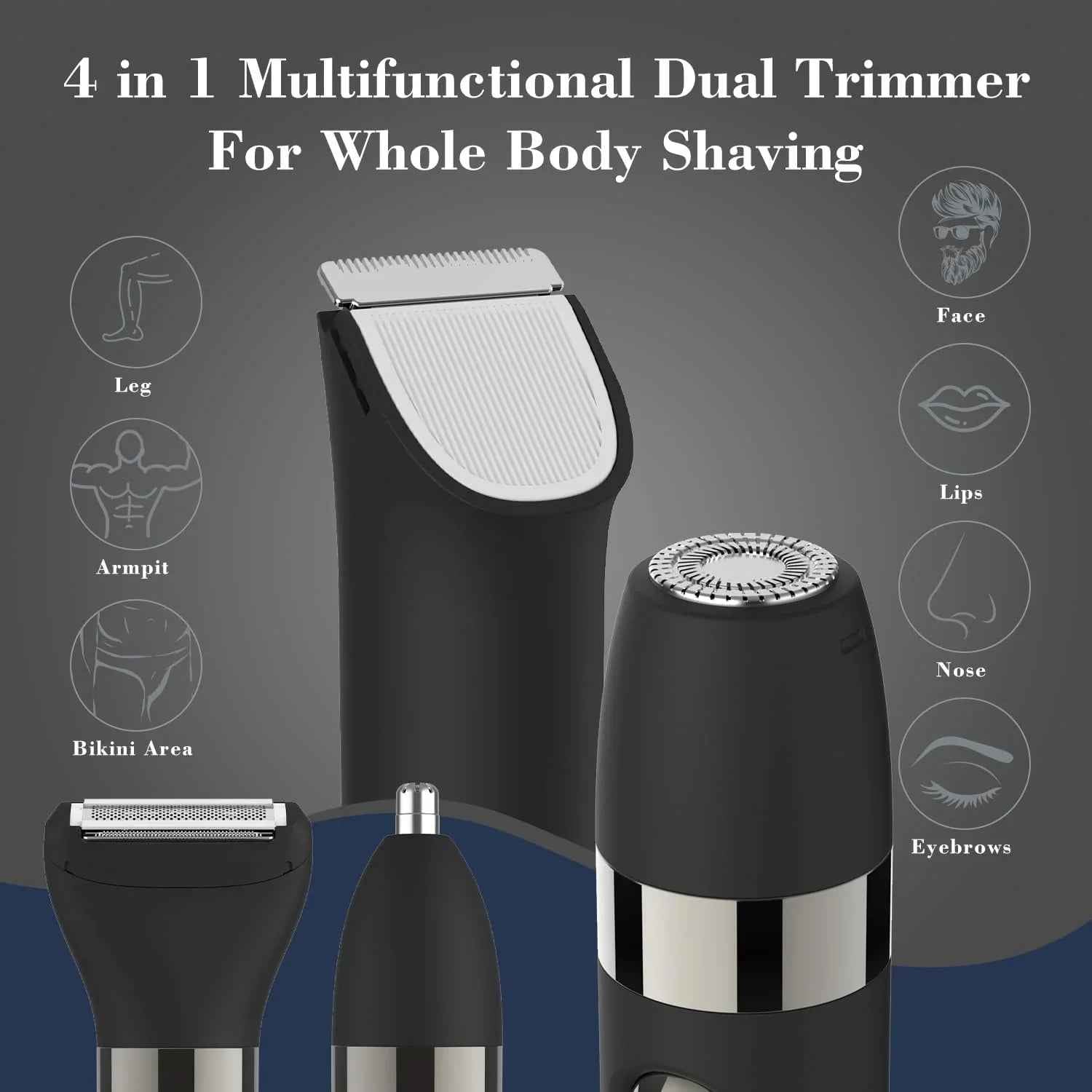 4-Blade Electric Foil Shaver – Waterproof Cordless Razor with Precision Trimmer & LED Display