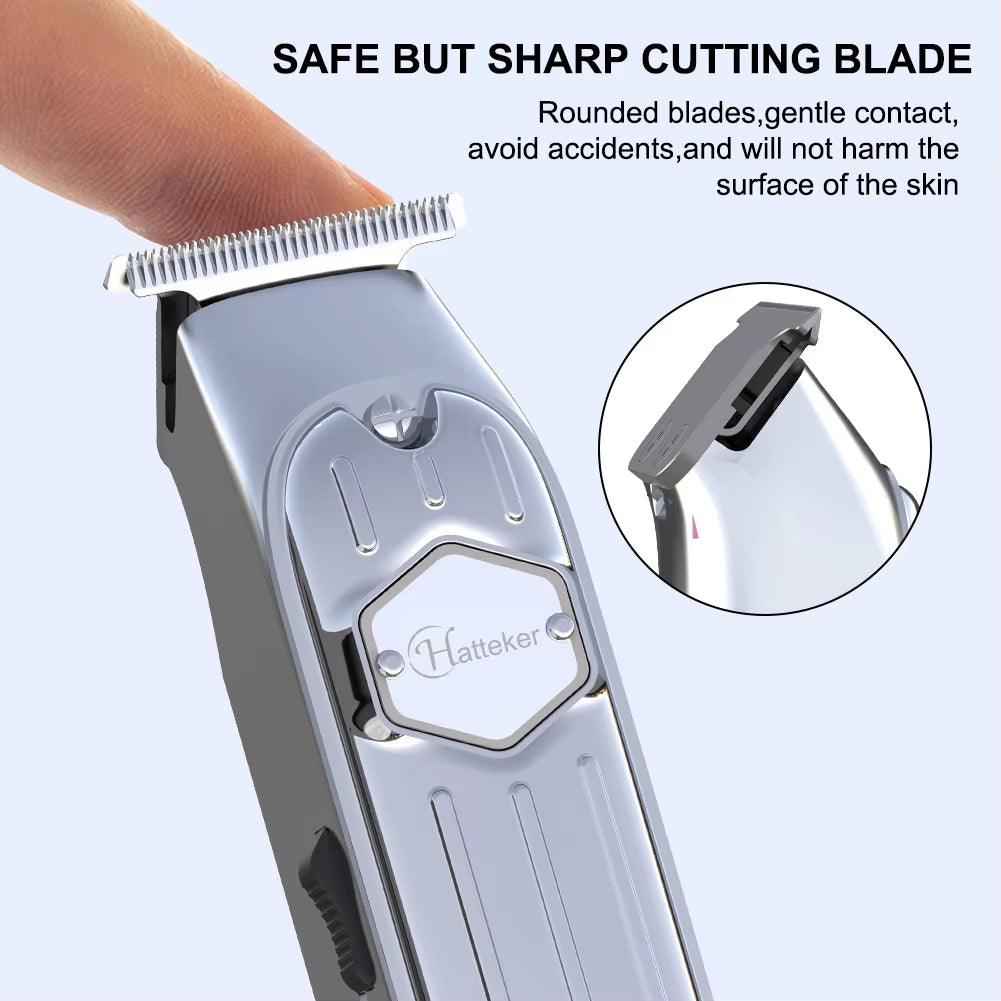 Silver Cordless Beard Trimmer & Haircut Kit - T-Blade Hair Clippers for Men