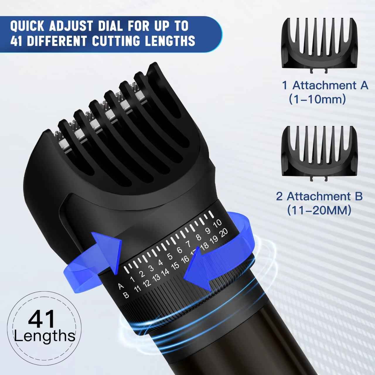 Hatteker 5-in-1 Cordless Barbershop Hair Cutting Kit - T-Blade Trimmer & Electric Clippers