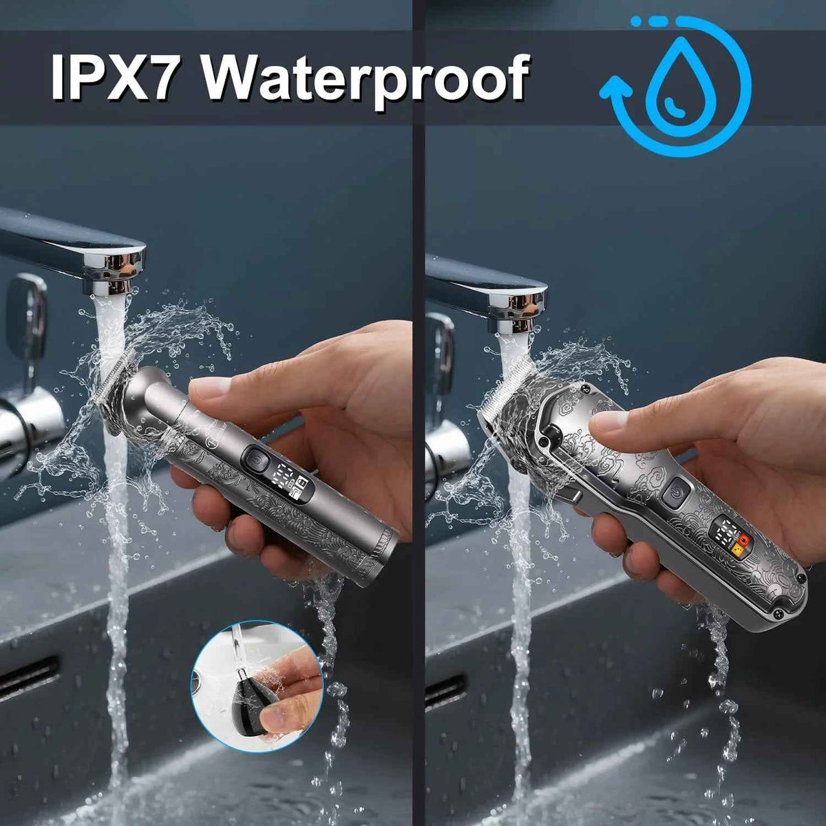 Professional Hair Clipper for Hatteker – Cordless Barber Trimmer Set Waterproof Grooming Kit
