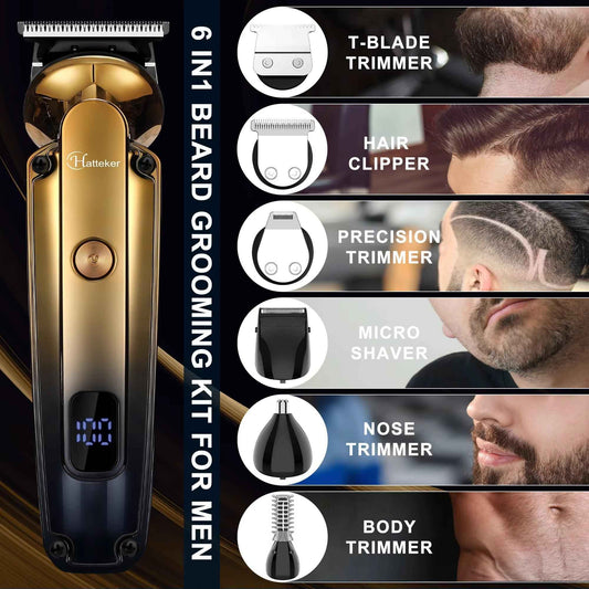 Hatteker Professional Electric Hair Clippers for Men - Oil Head Carving Trimmer with LED