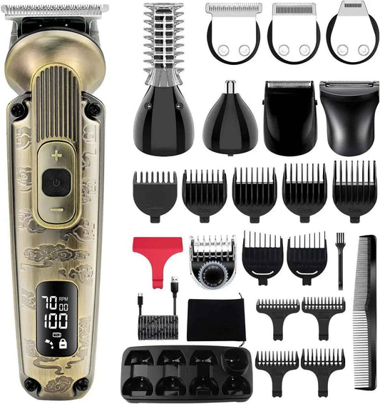 Hatteker Beard Trimmer Mustache Trimmer for Men 8 in 1 Adjustable Speed Waterproof Hair Clipper T-Blade Electic Razor Shavers Cordless Mens Gift Grooming Kit with Face Nose Body