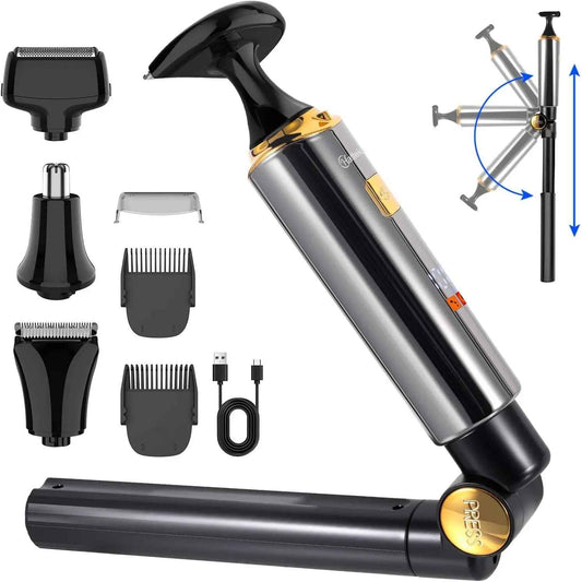 Hatteker Back Shaver for Men – 4-in-1 Body Groomer with Extendable Handle Waterproof