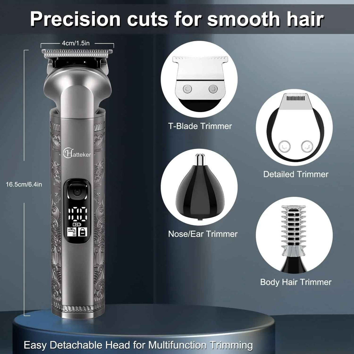 Professional Hair Clipper for Hatteker – Cordless Barber Trimmer Set Waterproof Grooming Kit