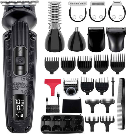 Hatteker Beard Trimmer Mustache Trimmer for Men 8 in 1 Adjustable Speed Waterproof Hair Clipper T-Blade Electic Razor Shavers Cordless Mens Gift Grooming Kit with Face Nose Body