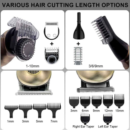 Hatteker Beard Trimmer Mustache Trimmer for Men 8 in 1 Adjustable Speed Waterproof Hair Clipper T-Blade Electic Razor Shavers Cordless Mens Gift Grooming Kit with Face Nose Body