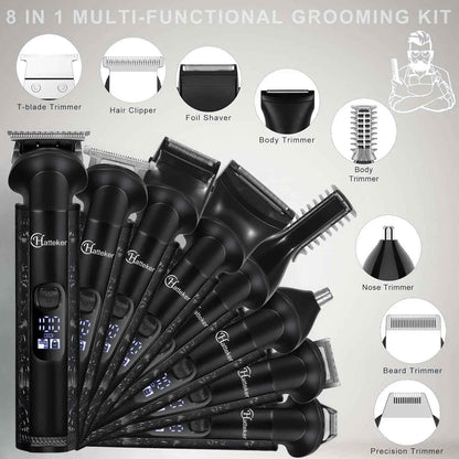 Hatteker 8-in-1 Grooming Kit – Hair Clipper Beard Trimmer Zero Gap T Blade Waterproof