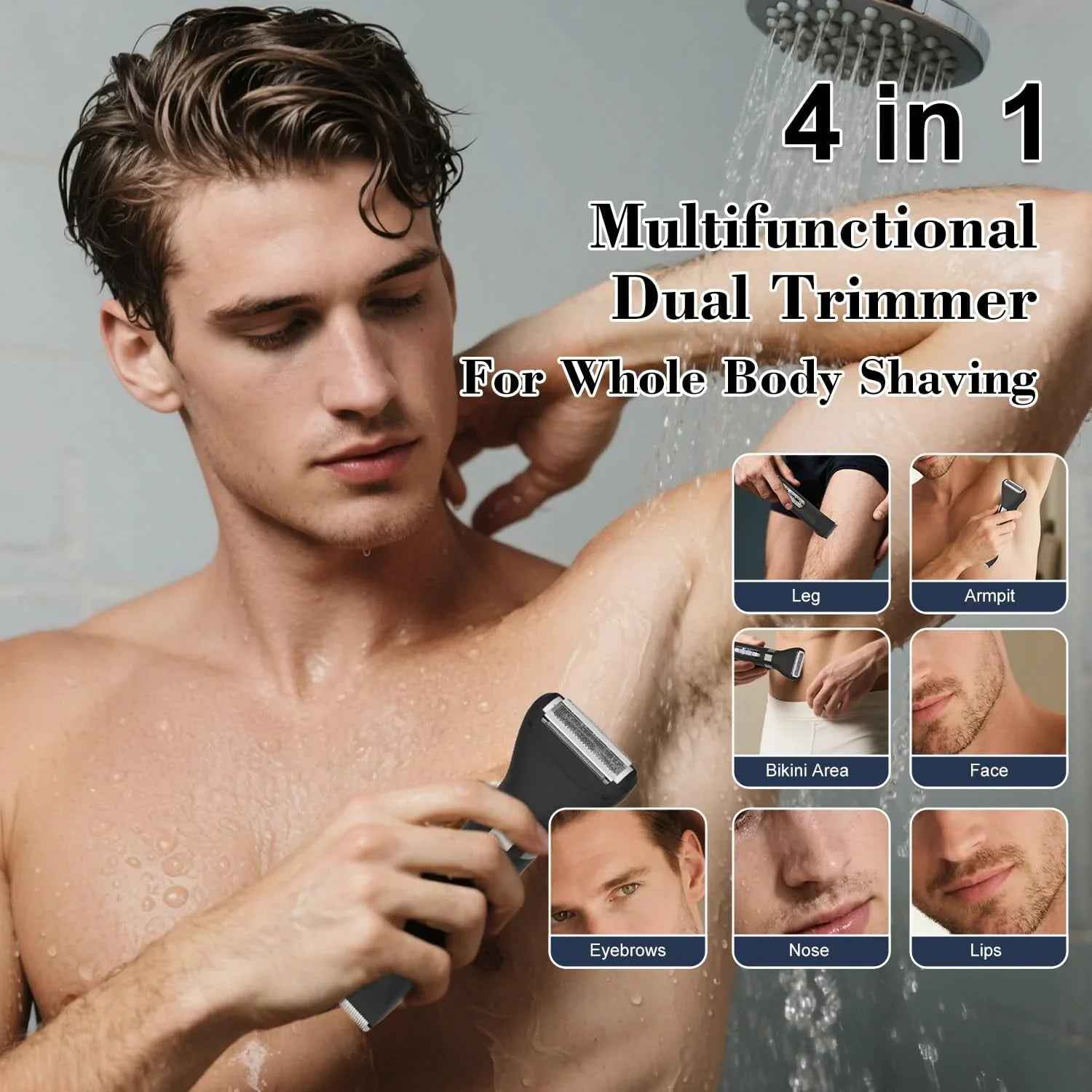 4-Blade Electric Foil Shaver – Waterproof Cordless Razor with Precision Trimmer & LED Display