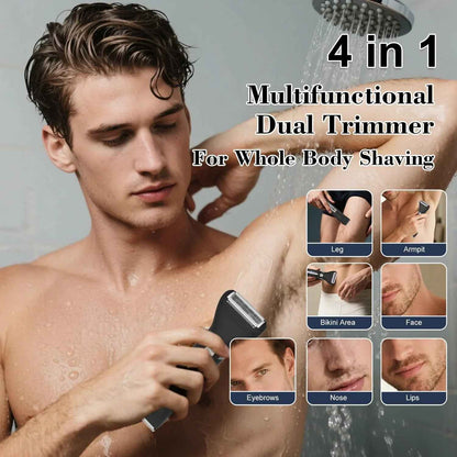 4-Blade Electric Foil Shaver – Waterproof Cordless Razor with Precision Trimmer & LED Display