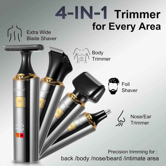 Hatteker Back Shaver for Men – 4-in-1 Body Groomer with Extendable Handle Waterproof