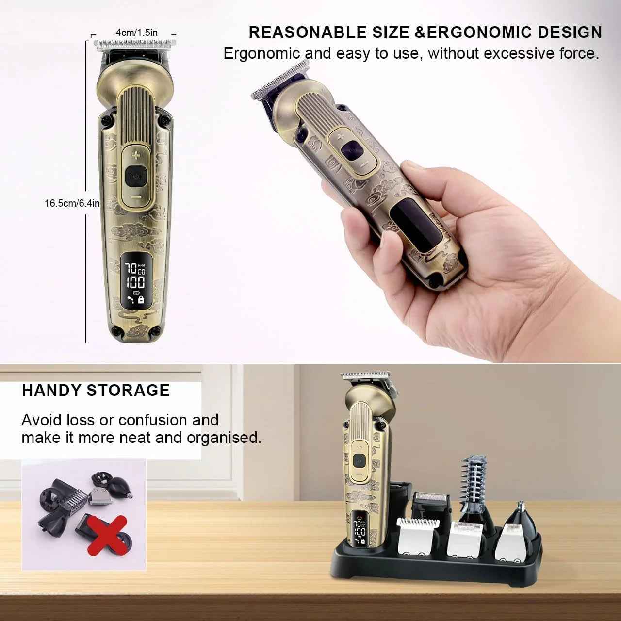 Hatteker Beard Trimmer Mustache Trimmer for Men 8 in 1 Adjustable Speed Waterproof Hair Clipper T-Blade Electic Razor Shavers Cordless Mens Gift Grooming Kit with Face Nose Body