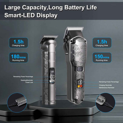 Professional Hair Clipper for Hatteker – Cordless Barber Trimmer Set Waterproof Grooming Kit