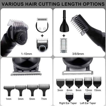 Hatteker Beard Trimmer Mustache Trimmer for Men 8 in 1 Adjustable Speed Waterproof Hair Clipper T-Blade Electic Razor Shavers Cordless Mens Gift Grooming Kit with Face Nose Body