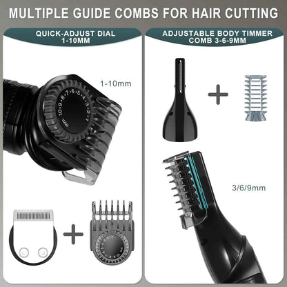 Hatteker 8-in-1 Grooming Kit – Hair Clipper Beard Trimmer Zero Gap T Blade Waterproof